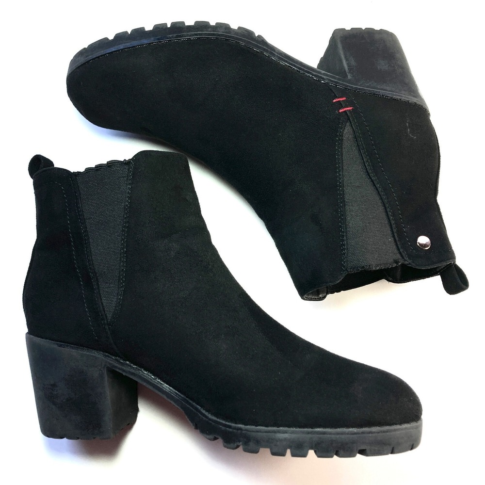 Jabasic Chunky Chelsea Block Heel Bootie Ankle Boot Womens 9 Black Y2k